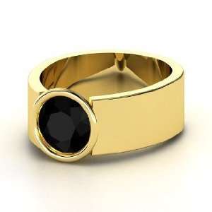  Ellen Ring, Round Black Onyx 14K Yellow Gold Ring: Jewelry