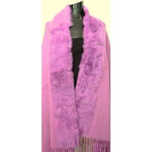 Pink Womens Alpaca / Cashmere Blend Cape with Real Fox Fur Detail Tea 