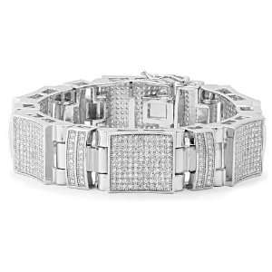    Platinum Style Concave Micro Pave CZ Bling Bling Bracelet Jewelry