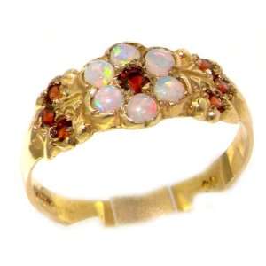 Womens Garnet & Fiery Opal English Made Victorian Style Eternity Ring 
