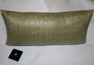 Hotel Collection Ovals GREEN Leather Pillow Alligator  