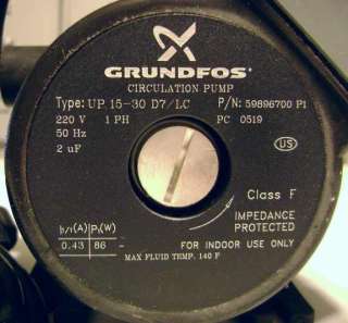 Grundfos Hot Water Circulation Pump, 59896700 P1, UP15 30D7/LC  