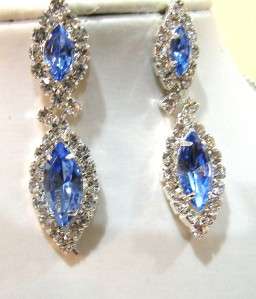 STUNNING Blue Topaz CZ Womens Necklace Earrings  