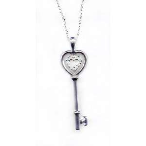    Double heart birthstone key pendant necklace   April Jewelry