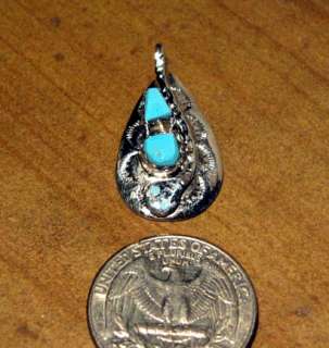 Zuni Effie C Sterling Twin Turquoise Pendant  