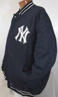 Yankees Navy Reversible Letter Type Jacket with White Navy Striped 