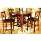Quality 5 pc light oak finish wood square counter height dining table 
