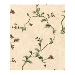  Trailing Vines with Flowers Green Wallpaper in Mulberry 