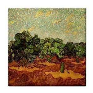  Olive Grove Pale Blue Sky By Vincent Van Gogh Tile Trivet 
