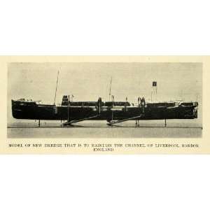  1909 Print Dredge Water Levels Liverpool Harbor England 