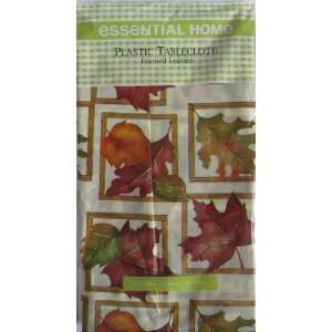 Plastic Tablecloth for Fall, Framed Leaves