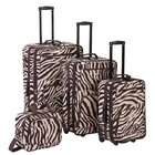 Rockland Fashion Expandable 4 Piece Luggage Set   Brown Zebra