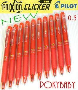 10 PILOT erasable FRIXION Clicker 0.5 roller pen RED  