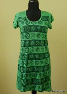 Ohm Om Aum T Shirt Yoga Tunic Top Mini Dress Hindu Print Cotton New 