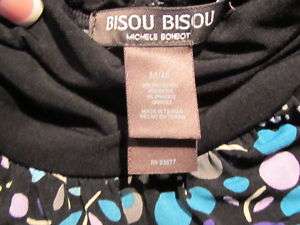 BISOU Womens Slit Off Shoulder L/S Knit Shirt Print M  