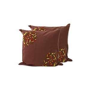 NOVICA Cotton cushion covers, Ubud Bouquet (pair)