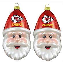 Topperscott Kansas City Chiefs 2 Glass Santa Cap Ornaments   NFLShop 