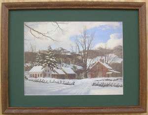 Snow Scene Art Country Farm Barn Country Picture Print  