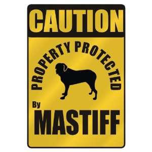    PROPERTY PROTECTED BY MASTIFF  PARKING SIGN DOG