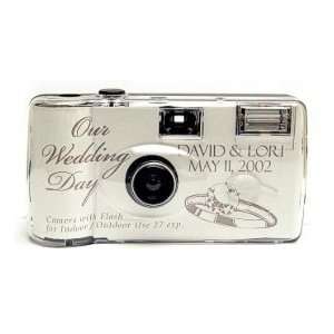 10 Pack Personalized Silver Ring Wedding Cameras   Matching Table 