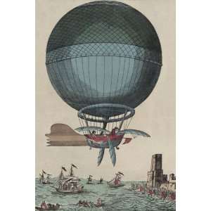  Cross the English Channel in a Balloon 1785 12 x 18 Poster 