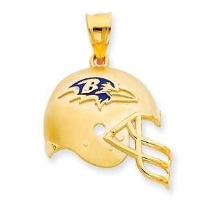   : New 14K Yellow Gold Baltimore Ravens Enameled Helmet Charm: Jewelry