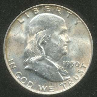 USA   1950 D, Franklin, Silver Half Dollar   Unc  