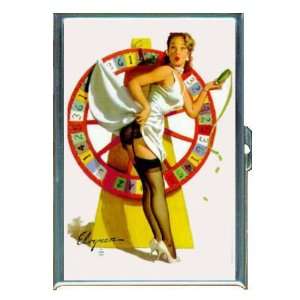 PIN UP GIRL ROULETTE WHEEL ID Holder, Cigarette Case or Wallet: MADE 
