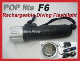 POP lite F6 rechargeable Led Diving Flashlight black  