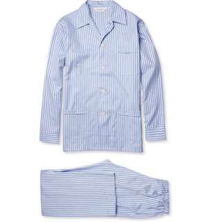 Derek Rose Striped Cotton Pyjama Set  MR PORTER