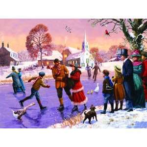   Skating on the Lake 1000pc Jigsaw Puzzle by Kevin Walsh: Toys & Games