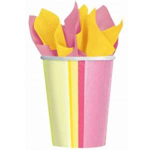   : Lets Party By Amscan Sunny Stripe Pink 9 oz. Cups: Everything Else