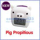 Glowing LED Digital Propitious Pig Alarm Clock Color Changing With Pen 