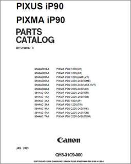 Canon Pixma iP90 Printer Service Manual + Parts Catalog  