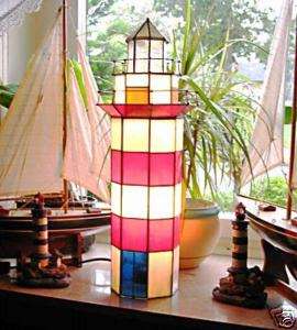 Leuchtturm als Tiffany Lampe XXL maritime Tischlampe  