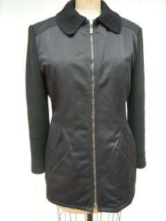 Autentic D&G Dolce & Gabbana Black Zip Front Coat Jacket Knit Sleeves 