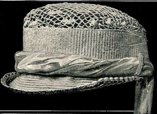 Vintage Womens Crochet Hat Auto Bonnet Pattern 1916  