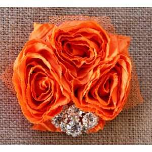  The Rebecca Orange Jeweled Flower Hair Clip Beauty