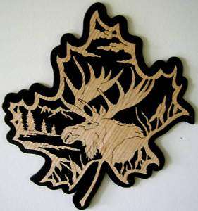 Moose in Leaf Oak Walnut Silhouette Home or Cabin Decor  