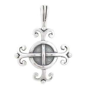 Cross Shaped Celtic Knot with WISDOM Inscription Pendant in Sterling 