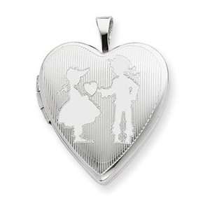  Silver 20mm Boy giving Heart to Girl Locket Jewelry