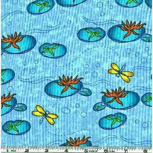  45 Wide On The Pond Lily Pads Blue Fabric By The Yard 
