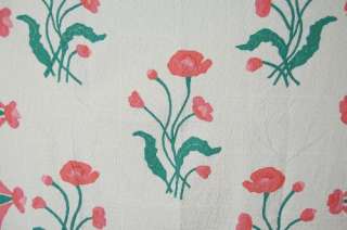   Hand Stitched Poppy Applique Antique Quilt ~Art Nouveau Design!  