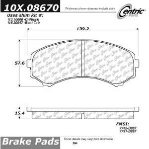  Centric Parts, 102.08670, CTek Brake Pads Automotive
