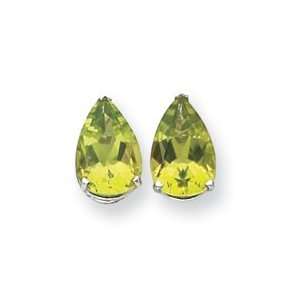  14k Peridot Diamond pear Stud Earrings West Coast Jewelry 