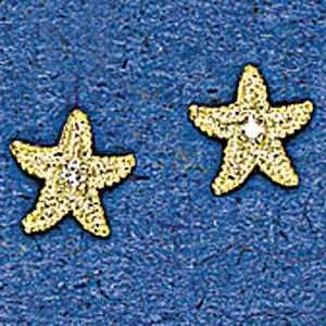   Gold 10MM Small Bahama Starfish Earring 