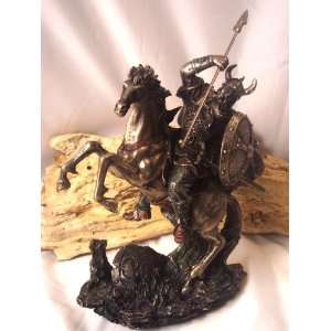 Viking Warrior on Horse Figurine 