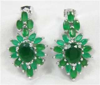   14k gf, Set 3 Emerald Green Stones Necklace bracelet earrings $12,995