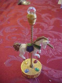 Spoontiques Gold Pewter Jeweled Carousel Unicorn Painte  