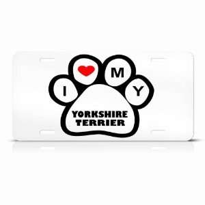 Yorkshire Terrier Dog Dogs White Animal Metal License Plate Wall Sign 